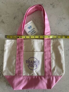 Trader Joe’s Pink Lavender Cream Canvas Tote Bag